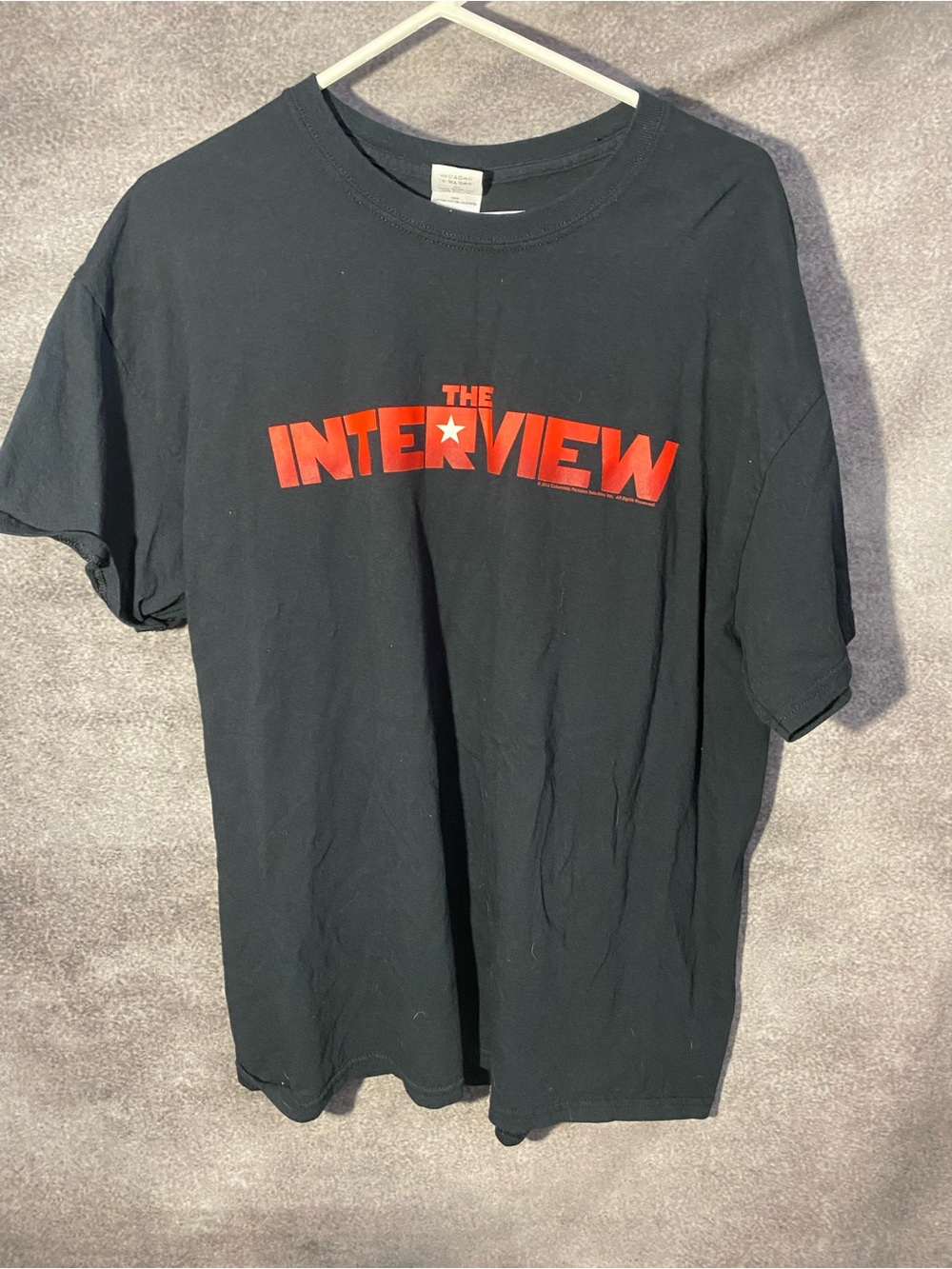 Vintage The Interview Movie Promo T-Shirt XL Black Gildan Heavy Cotton Seth Roge